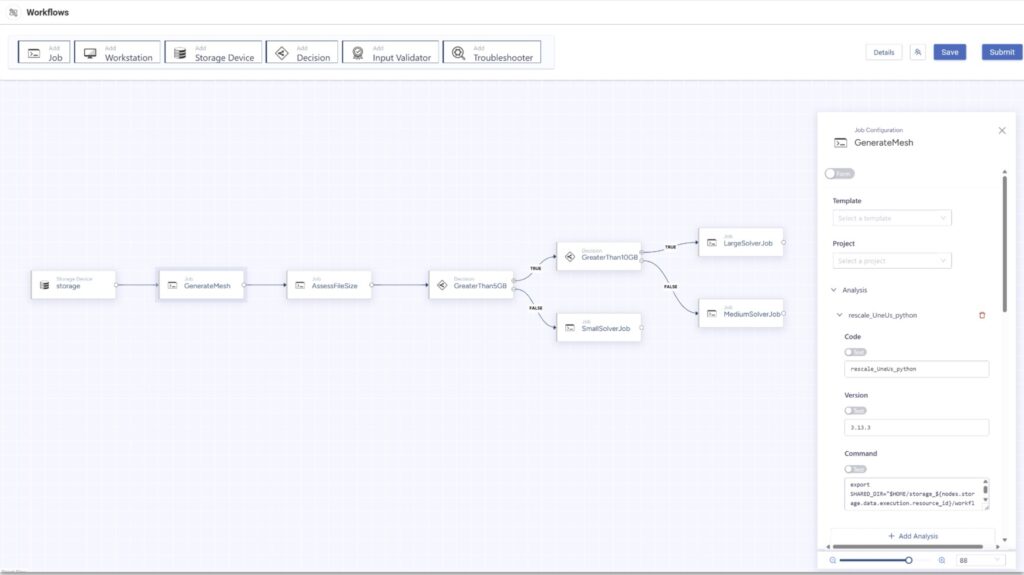 rescale deterministic workflow builder