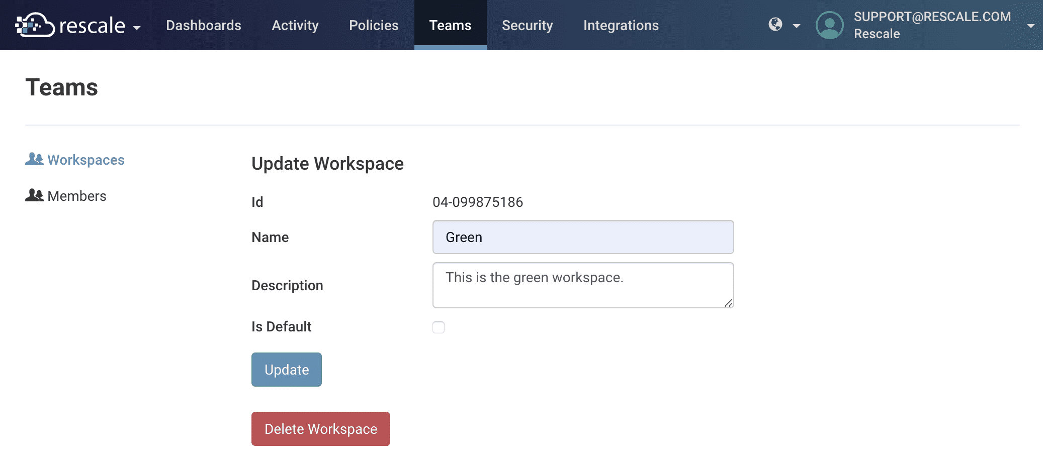 Update Workspace